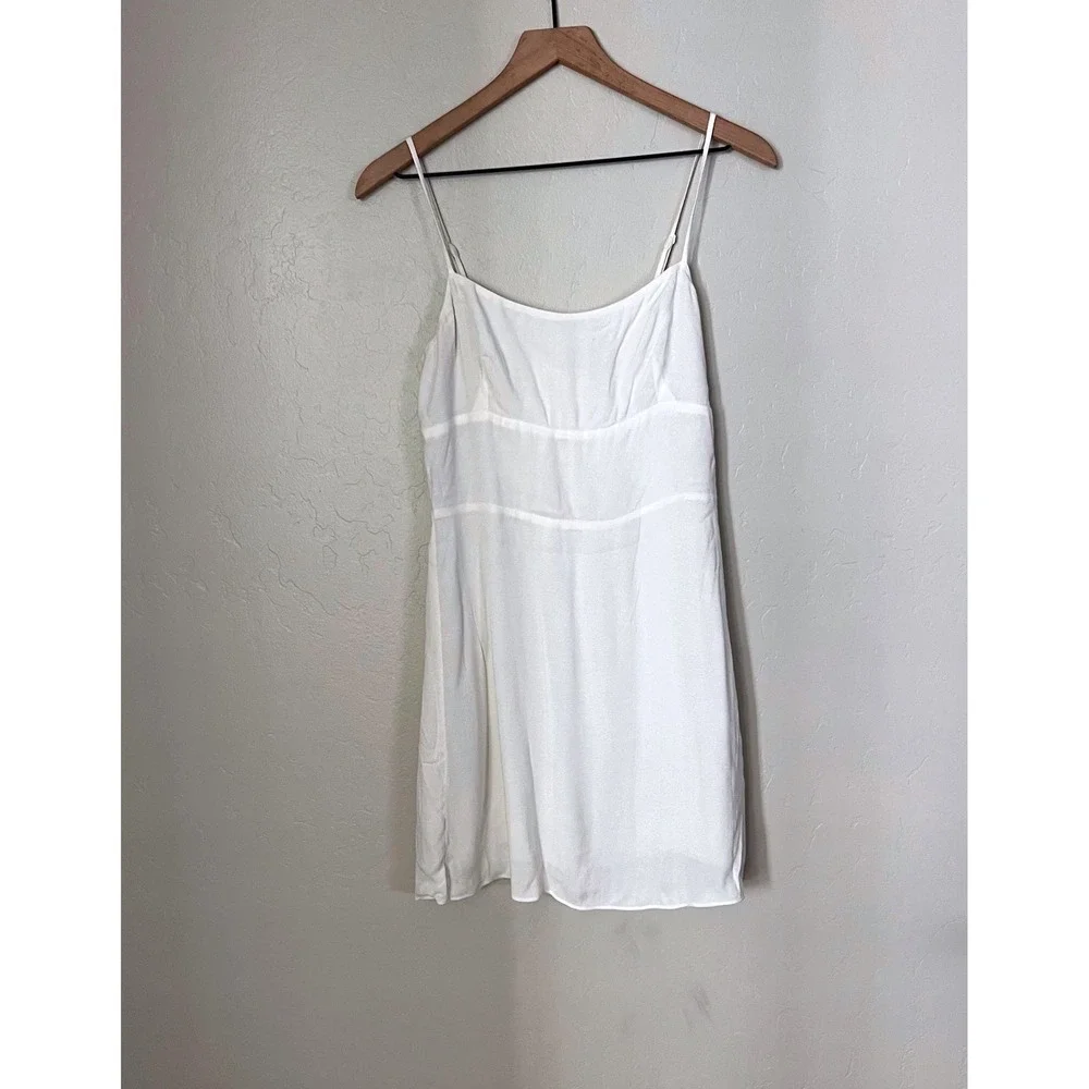 Sunday Best White Smocked Square Neck Mini Slip Dress Size S - Picture 2 of 6